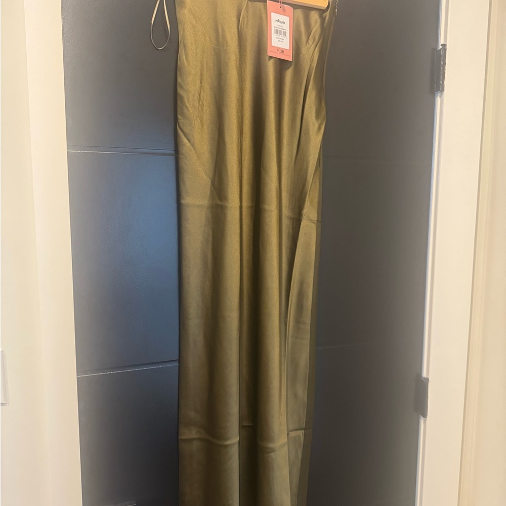 Cult Gaia Olive Green Strapless Twist-Front Women’s Bustier Top and Skirt Set - Picture 7 of 8
